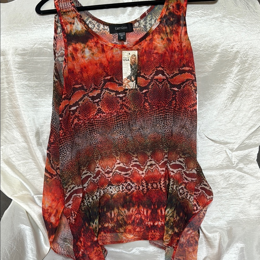 Karen Kane Red Snake Print Sleeveless Top